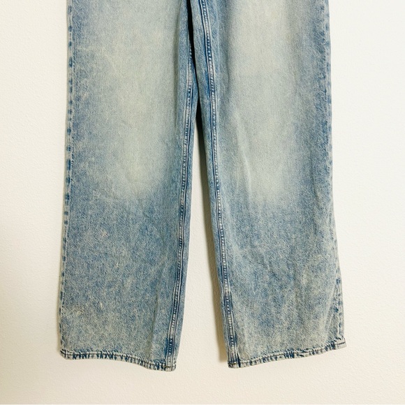 We the Free People Palmer Cuffed Jeans Wide Button Fly La La Wash Blue Size 29 - Picture 7 of 14